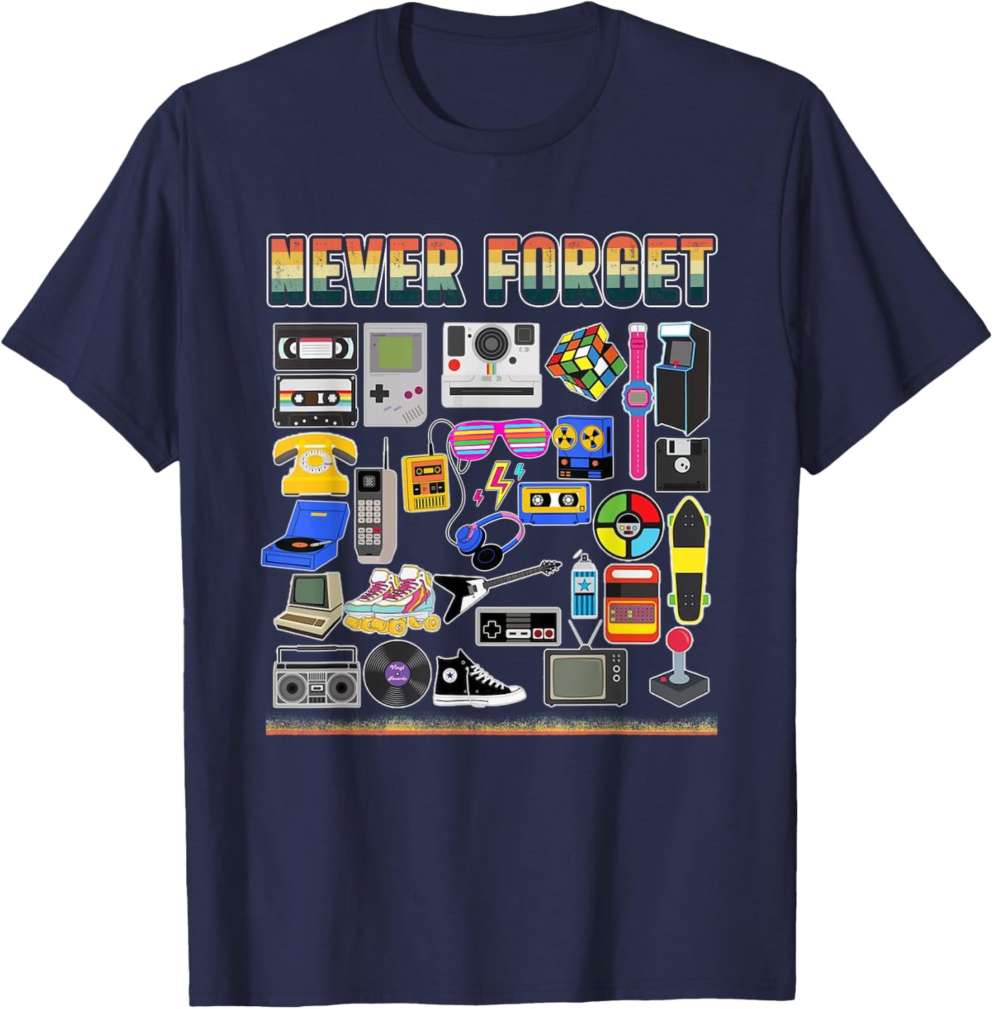 Never Forget 80s Retro Vintage Costume Party Retro 80s T-Shirt - T-Shirt | Navy
