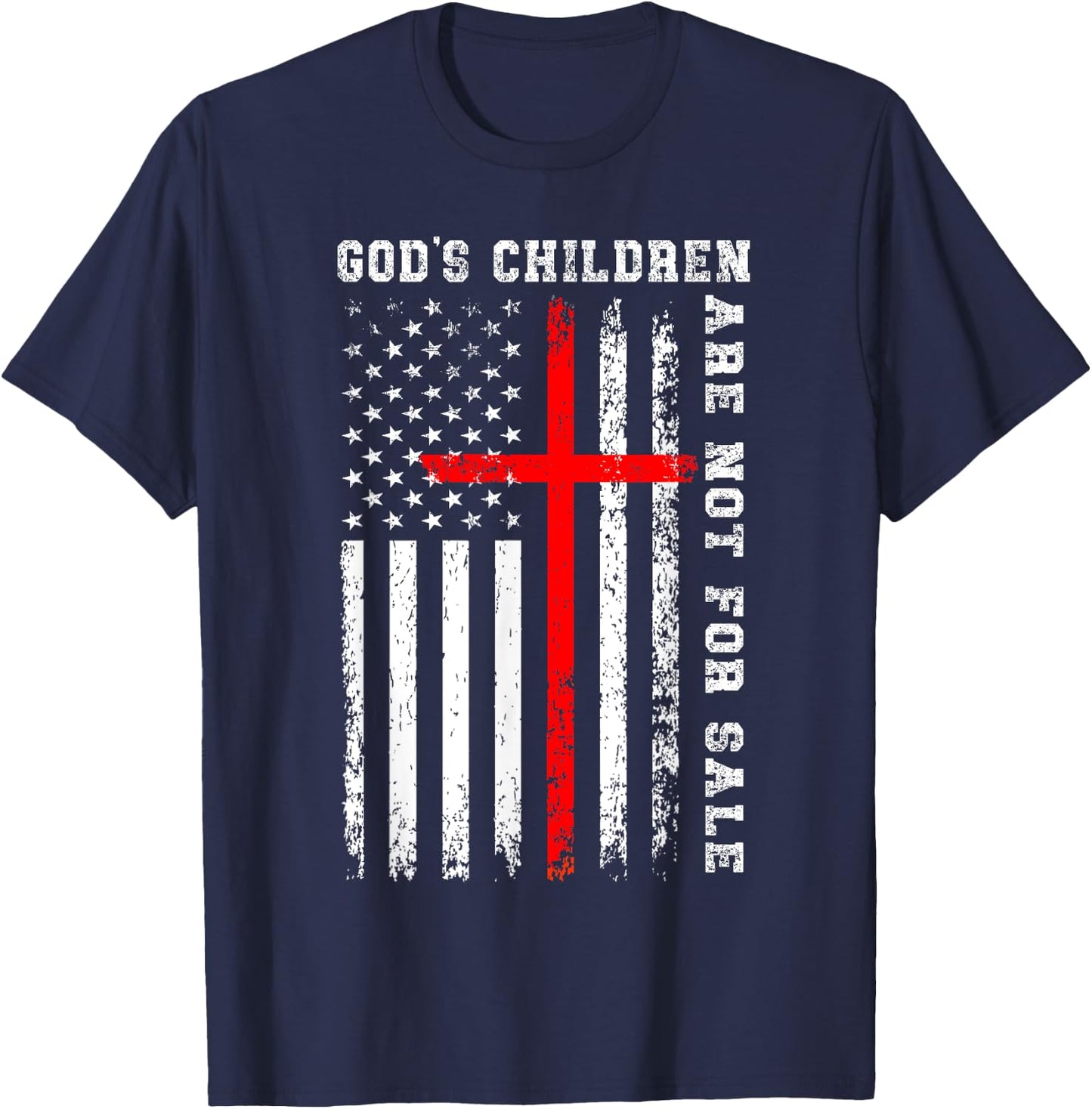 God's Children Are Not For Sale Christian USA Flag T-Shirt - T-Shirt | Navy