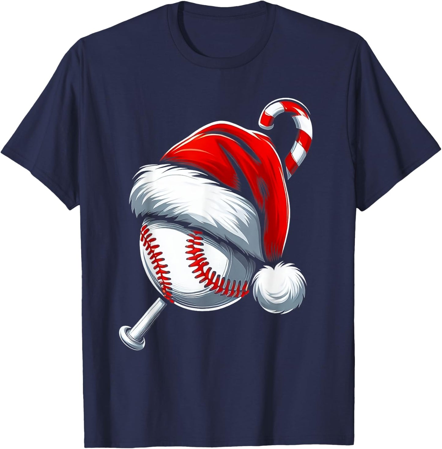 Christmas Santa Hat Baseball Matching Family Pajamas Sport T-Shirt - T-Shirt | Navy