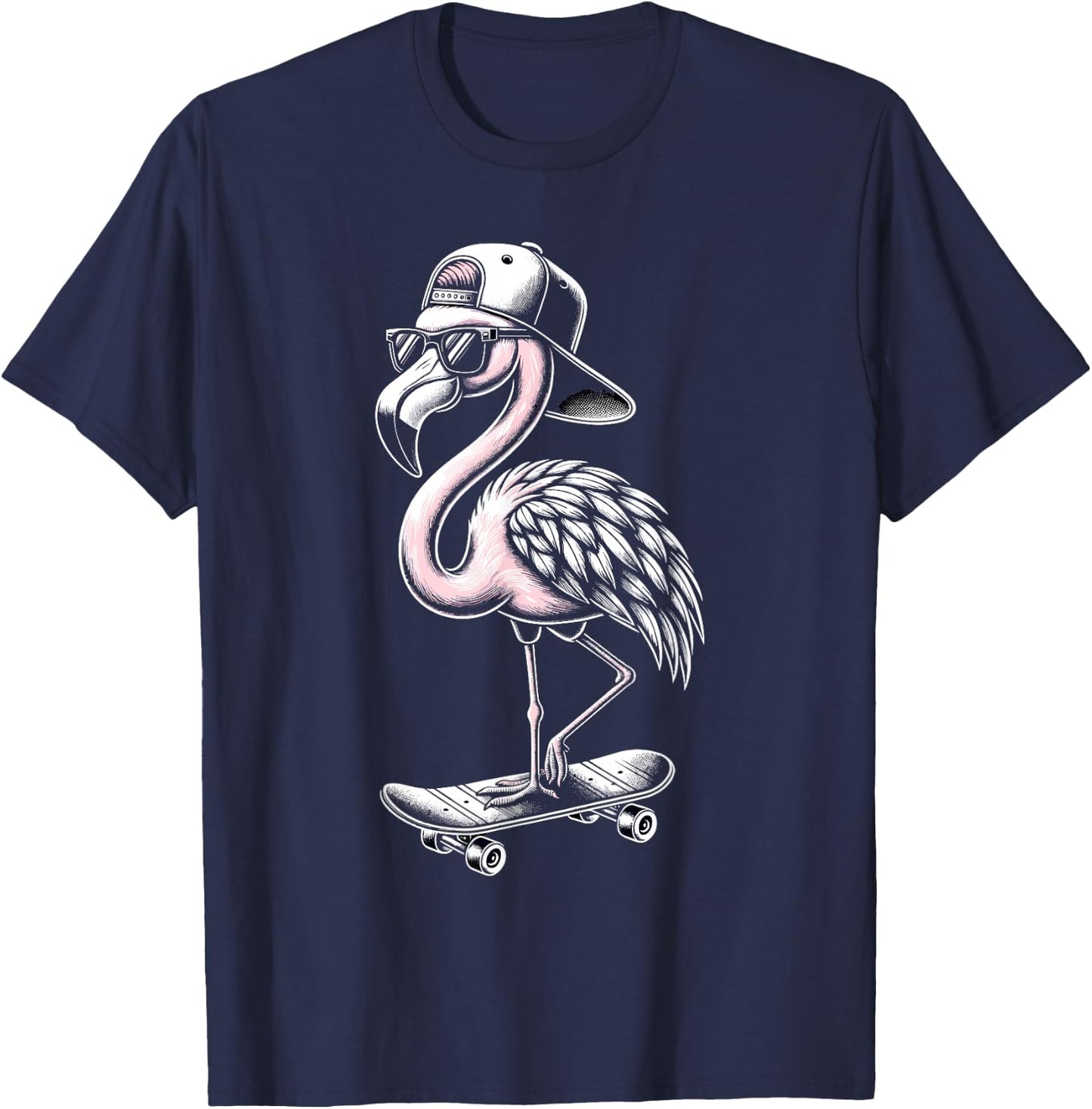 Skateboarding Flamingo Skater Skateboarder Women T-Shirt - T-Shirt | Navy