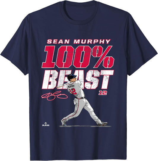 100% Beast Sean Murphy Atlanta MLBPA T-Shirt - T-Shirt | Navy