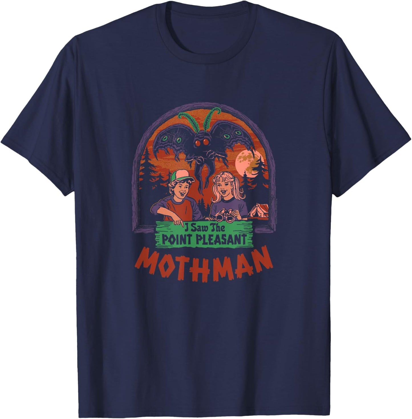Steven Rhodes I Saw The Mothman Vintage Cryptid Dark Humor T-Shirt - T-Shirt | Navy