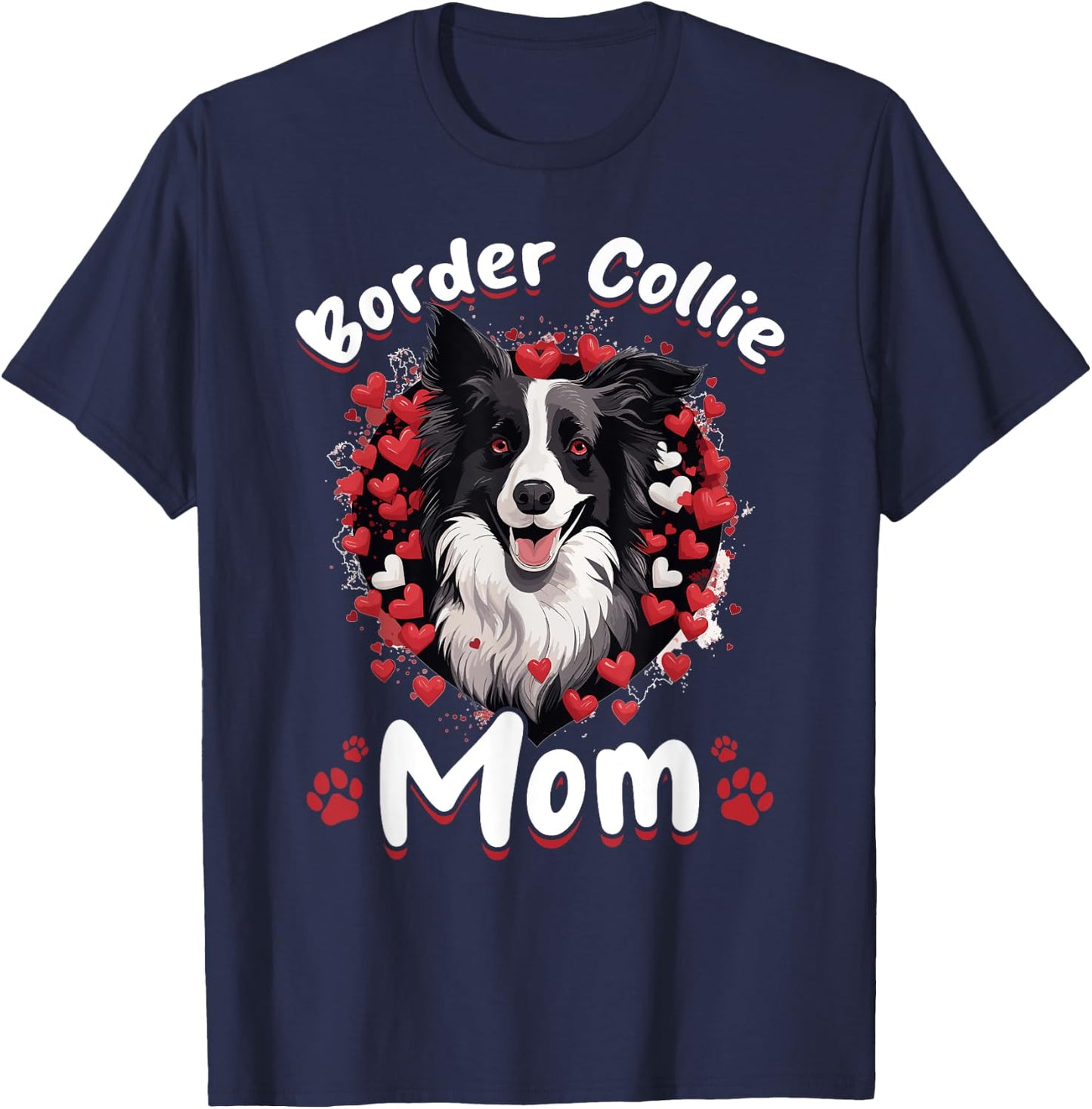 Border Collie Dog - Border Collie Mom Women Girls Kids T-Shirt - T-Shirt | Navy