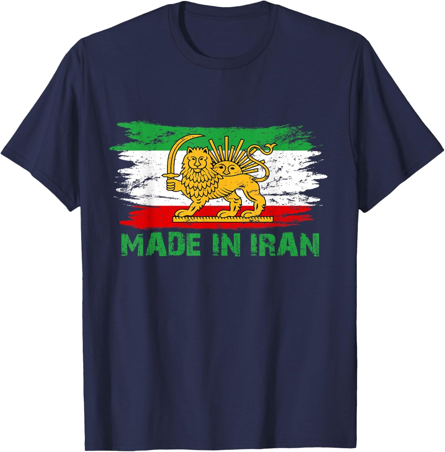 Iran and Iranian Flag Lion Persian T-Shirt - T-Shirt | Navy