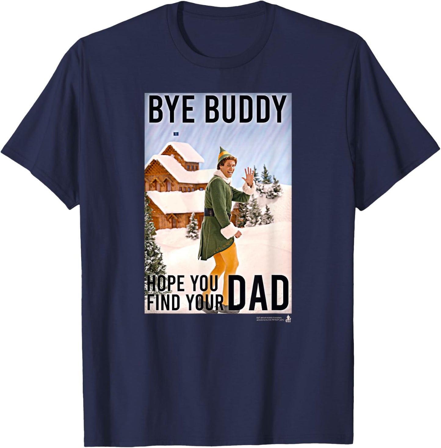 Elf Bye Buddy Heading Home for the Holidays Funny Christmas T-Shirt - T-Shirt | Navy