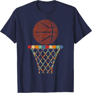 Funny Basketball Ball & Polka Dots Happy Dot Day Boys Kids T-Shirt - T-Shirt | Navy