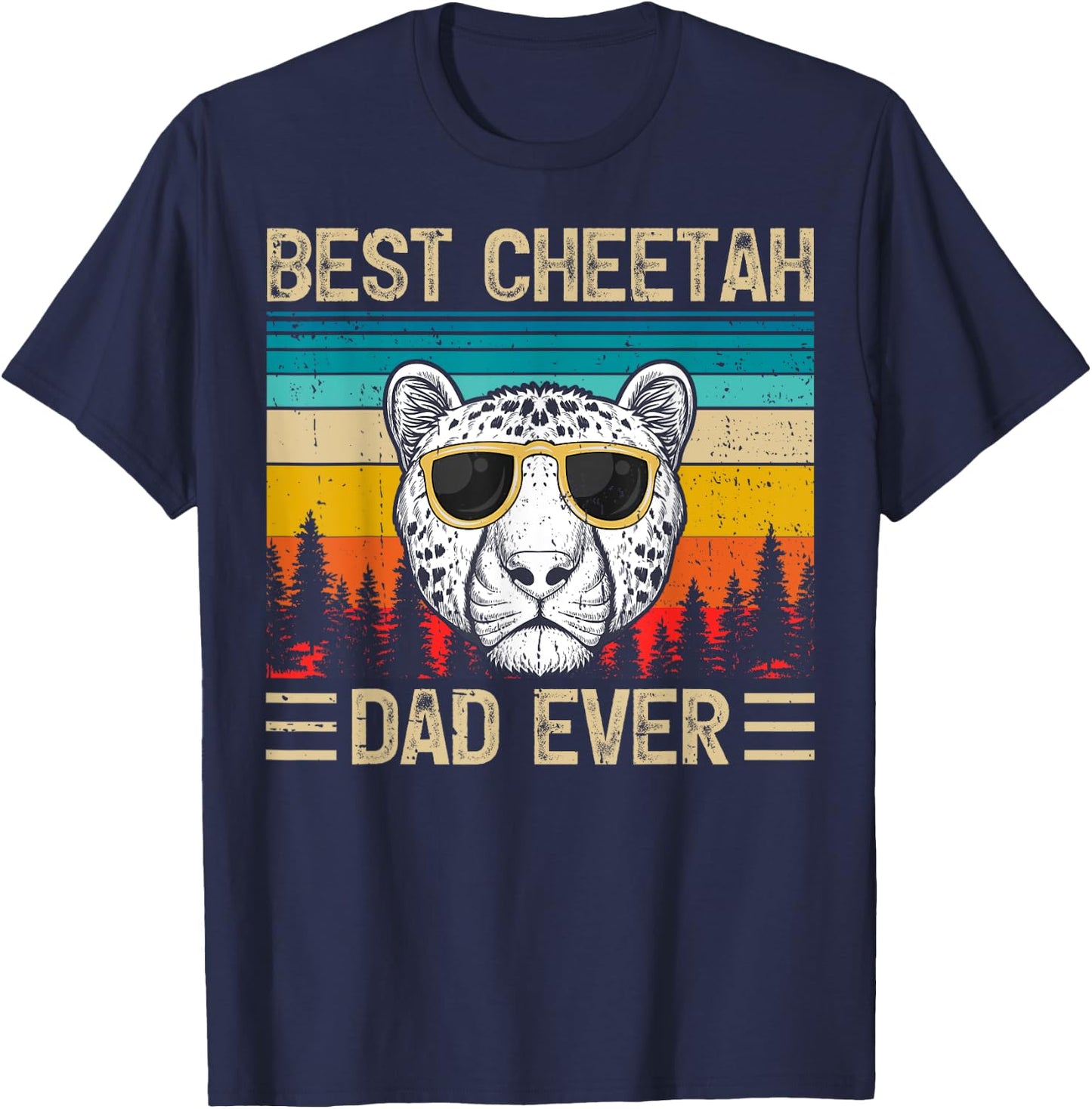 Cheetah Vintage Funny Best Cheetah Dad Ever Father's Day T-Shirt - T-Shirt | Navy