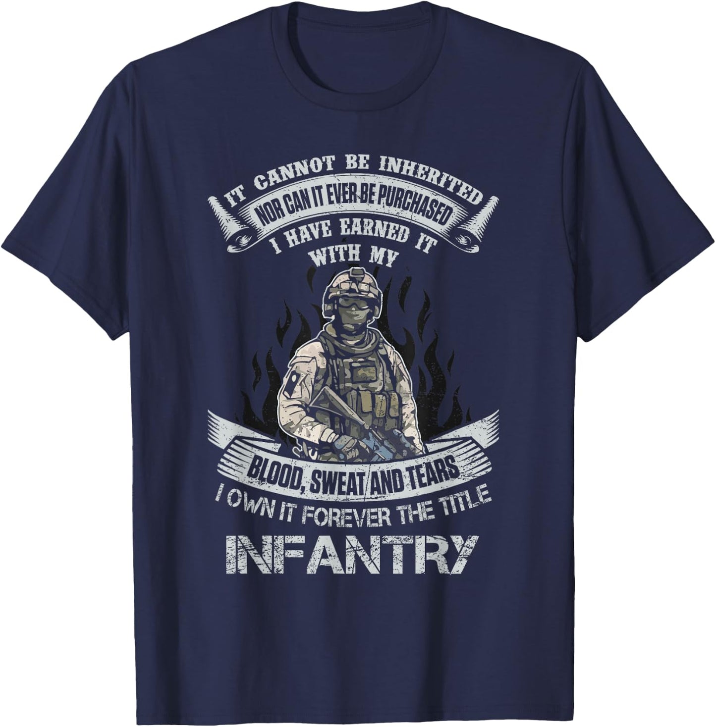 US Army Infantry Veteran Vet Gift -Adults Black Cotton T-Shirt - T-Shirt | Navy