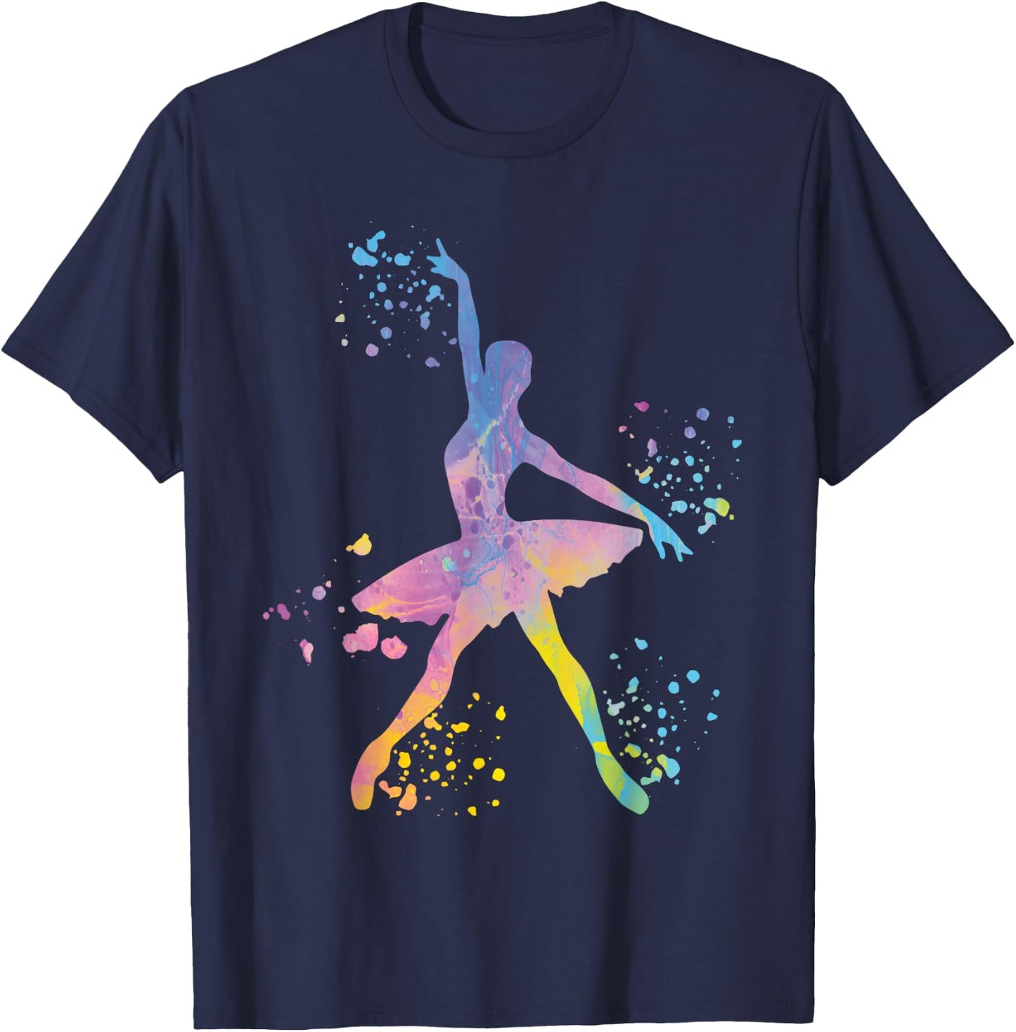 Ballet Dancer Colorsplash Woman Ballerina T-Shirt - T-Shirt | Navy