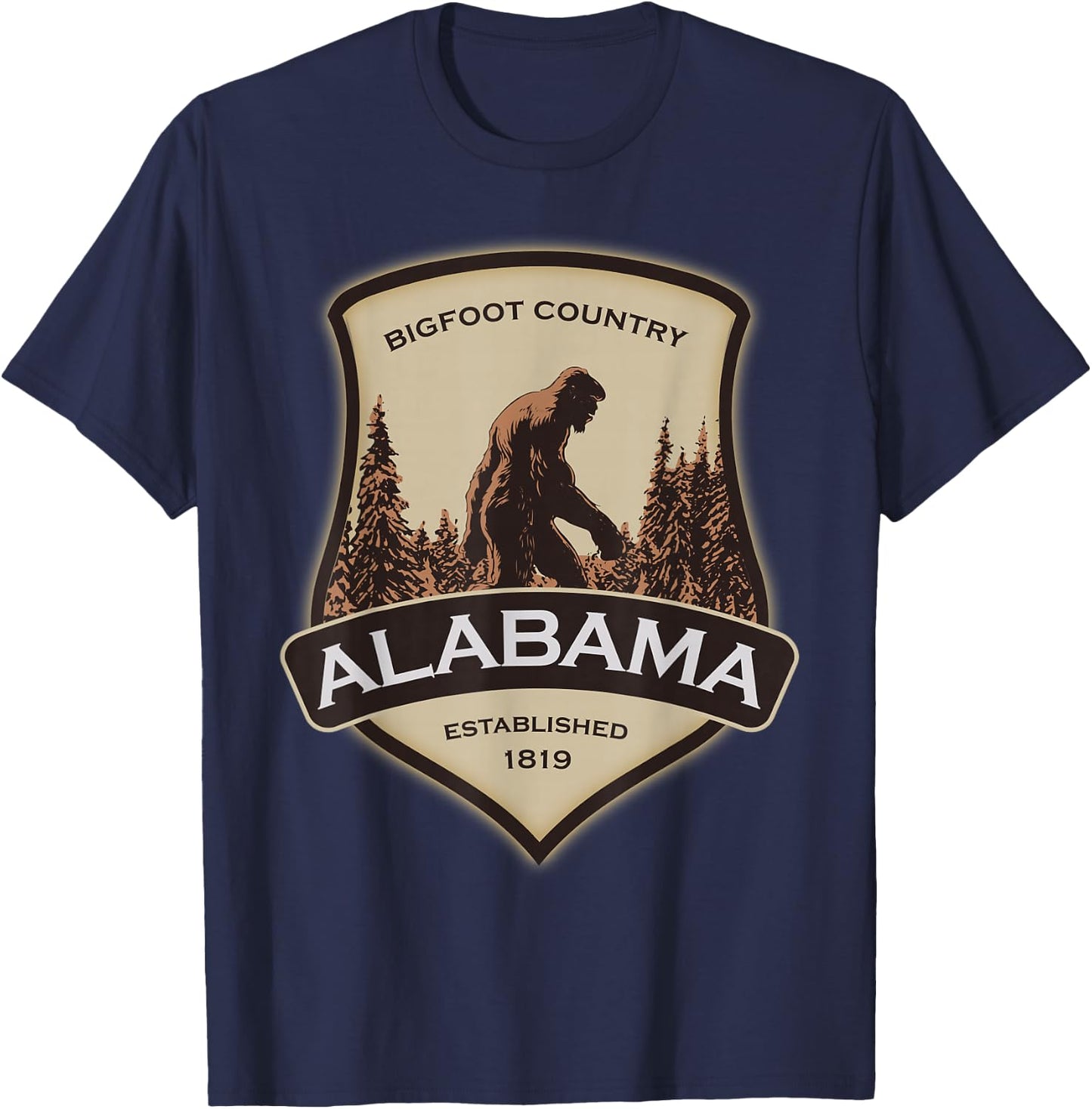 Alabama and a Bigfoot, or a Sasquatch T-Shirt - T-Shirt | Navy