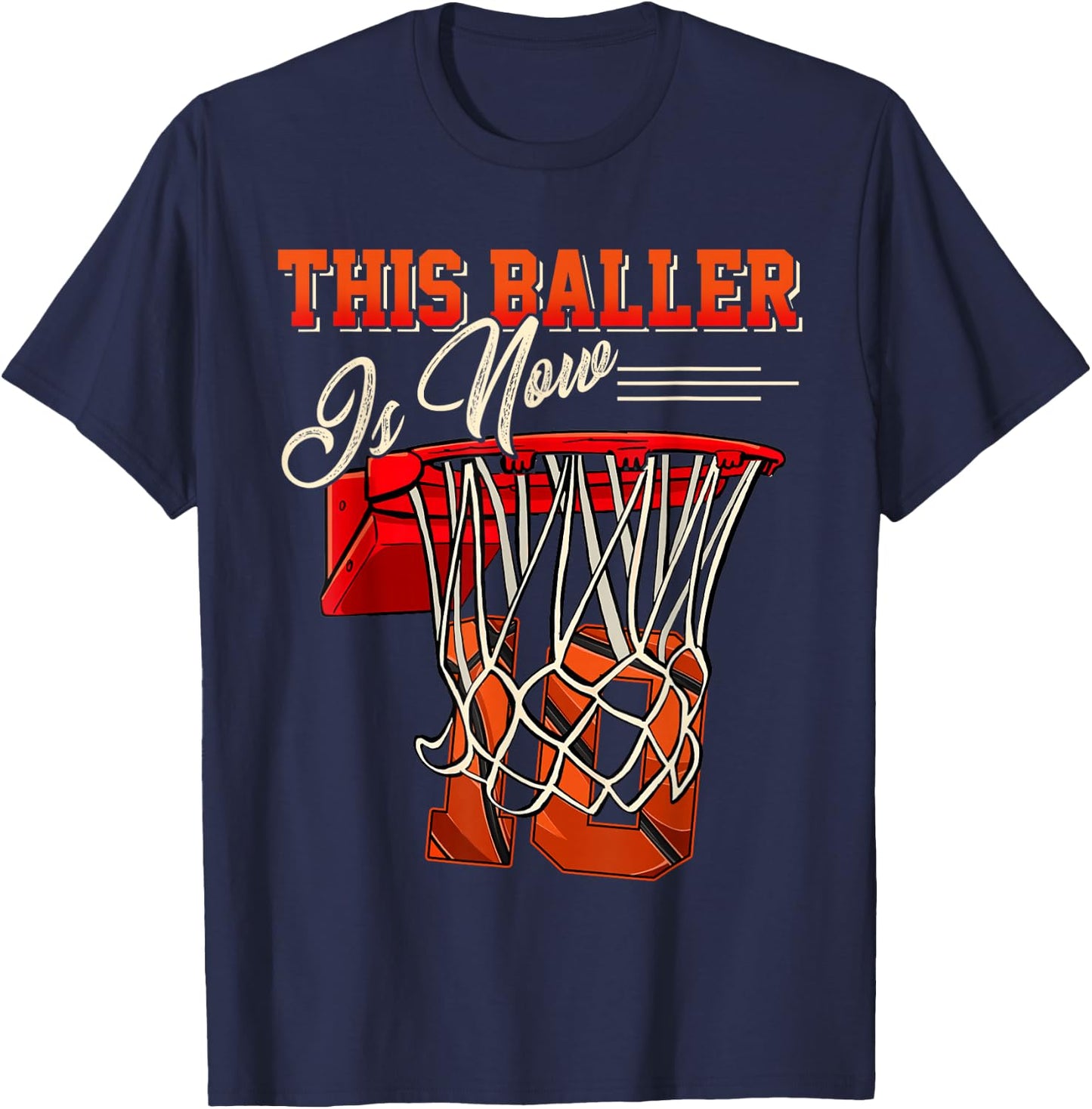 10th Birthday Shirt For Boy Basketball 10 Years Old Kid Gift T-Shirt - T-Shirt | Navy