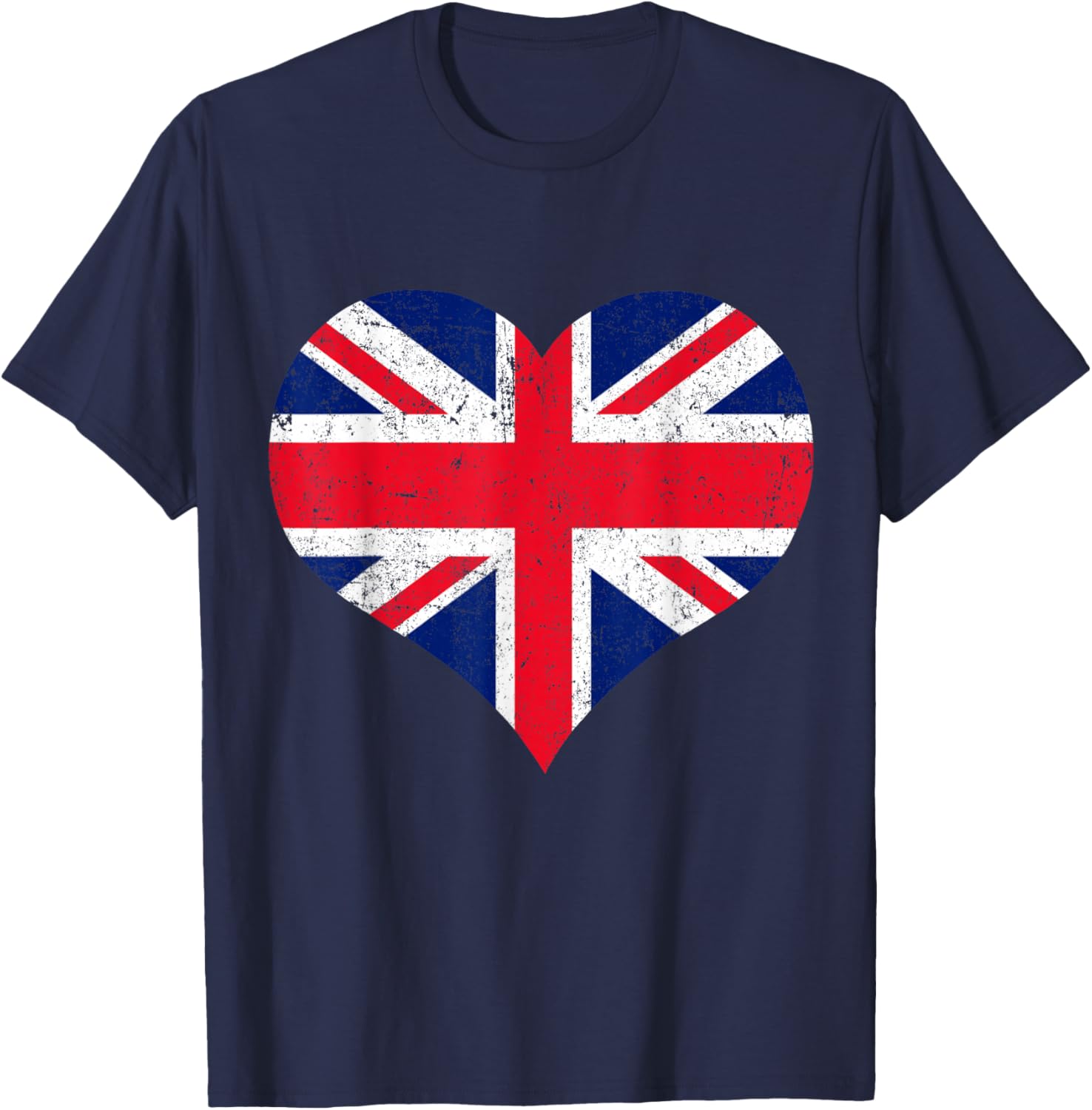 Union Jack - British Flag - Union Flag Heart - Queen T-Shirt - T-Shirt | Navy