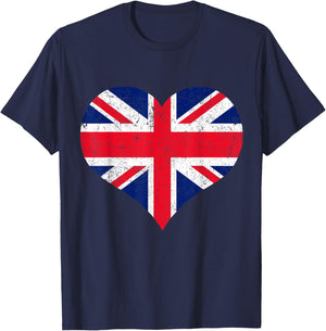 Union Jack - British Flag - Union Flag Heart - Queen T-Shirt - T-Shirt | Navy