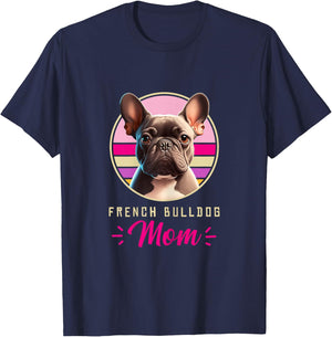 Funny French Bulldog Retro Outfits Clothes Frenchie Dog Mom T-Shirt - T-Shirt | Navy