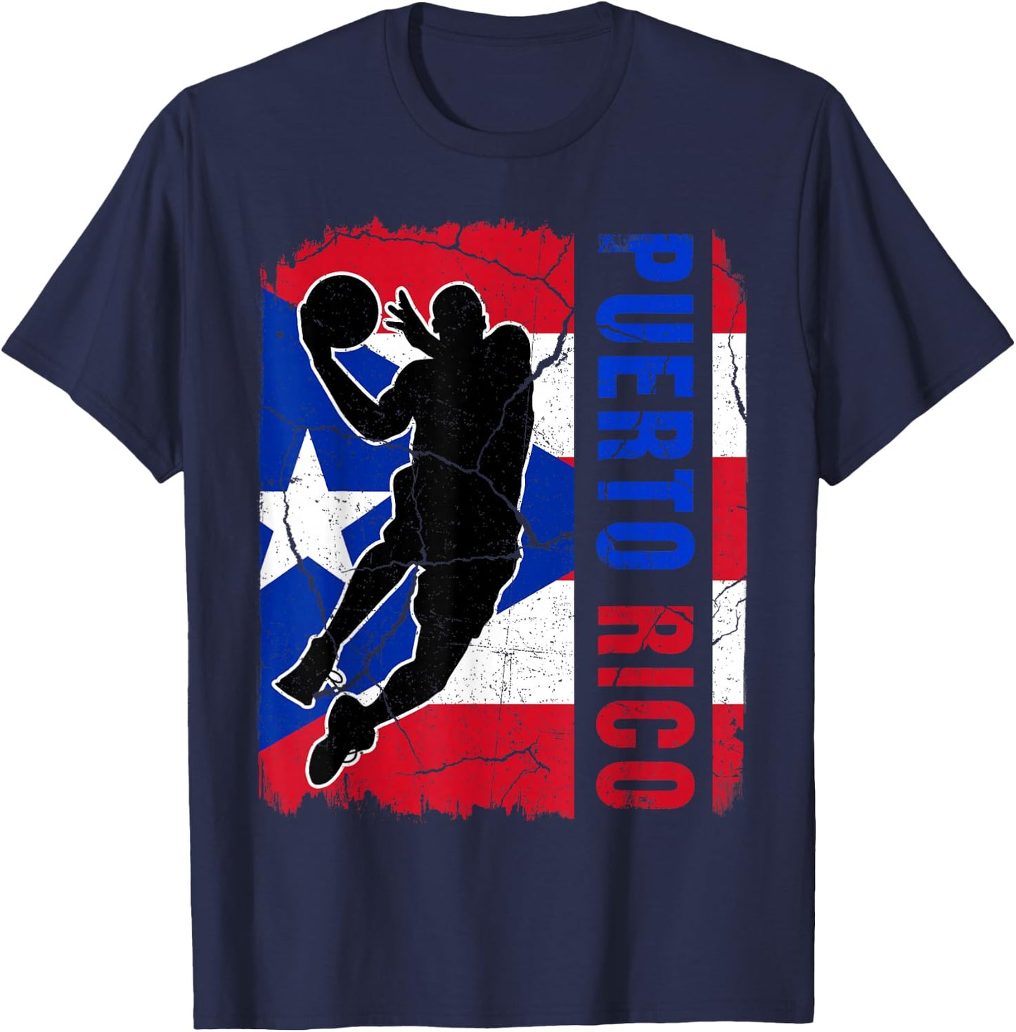 Puerto Rican Basketball Player Puerto Rico Flag Basketball T-Shirt - T-Shirt | Navy