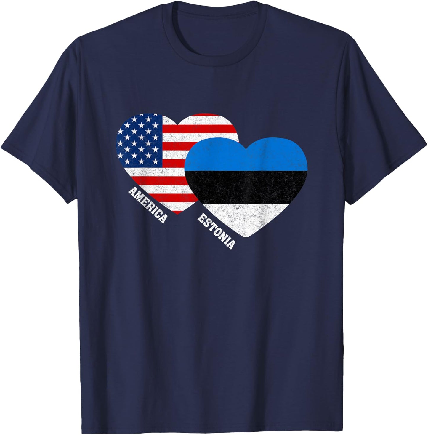 Estonia Flag Shirt Estonian American Pride Vintage T-Shirt - T-Shirt | Navy