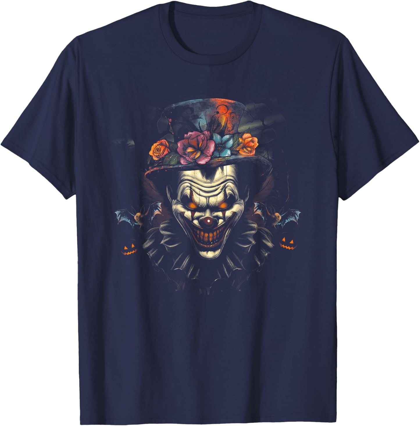 Halloween Scary Evil Clown Mask Horror Face Zombie Costume T-Shirt - T-Shirt | Navy