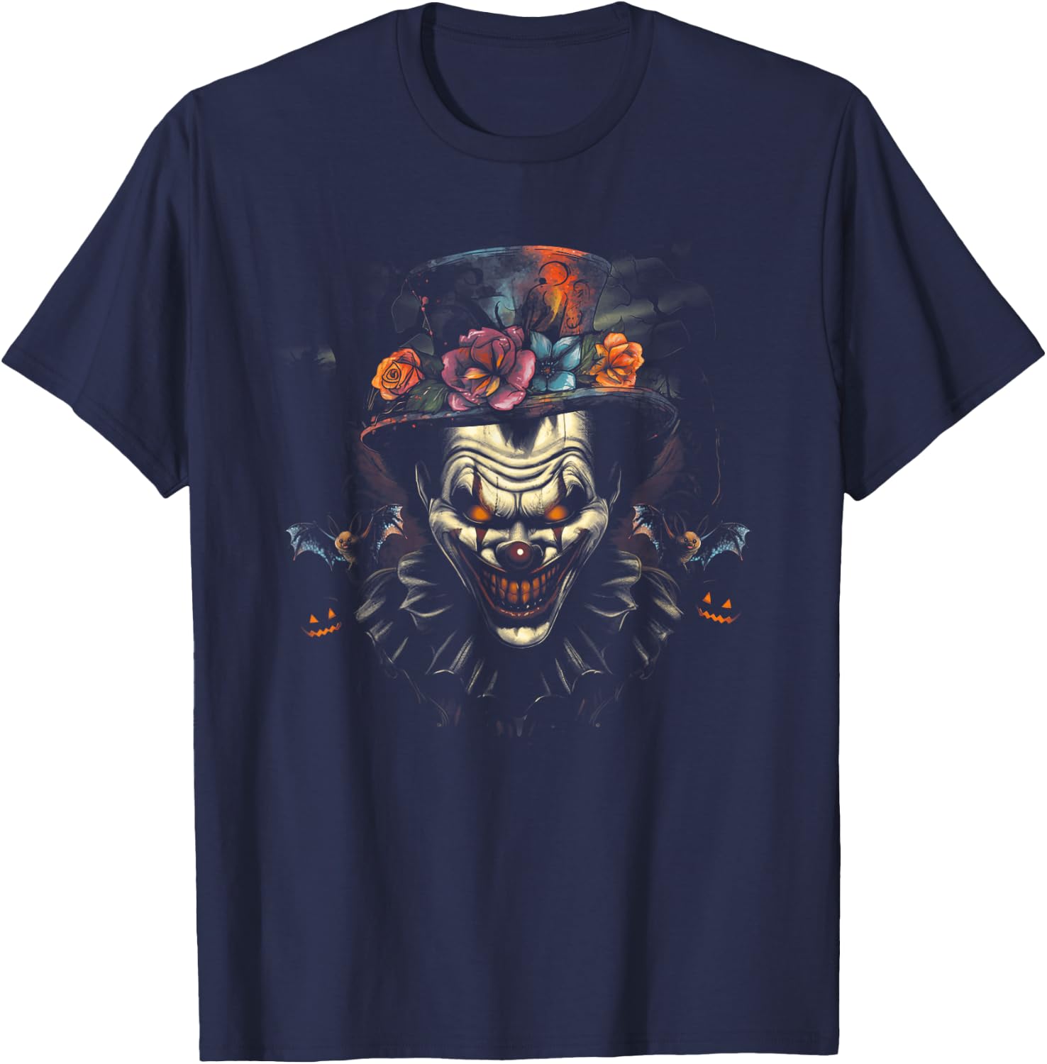 Halloween Scary Evil Clown Mask Horror Face Zombie Costume T-Shirt - T-Shirt | Navy