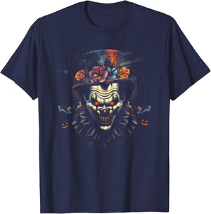 Halloween Scary Evil Clown Mask Horror Face Zombie Costume T-Shirt - T-Shirt | Navy