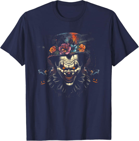 Halloween Scary Evil Clown Mask Horror Face Zombie Costume T-Shirt - T-Shirt | Navy