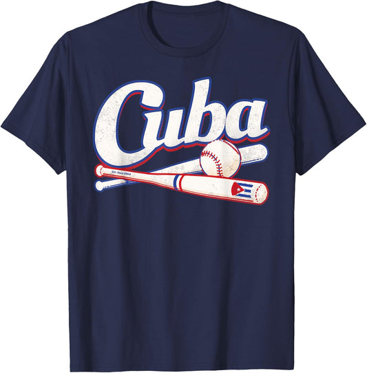 Cuba Baseball Shirt Fan Cuban Flag Sport Team Graphic T-Shirt - T-Shirt | Navy