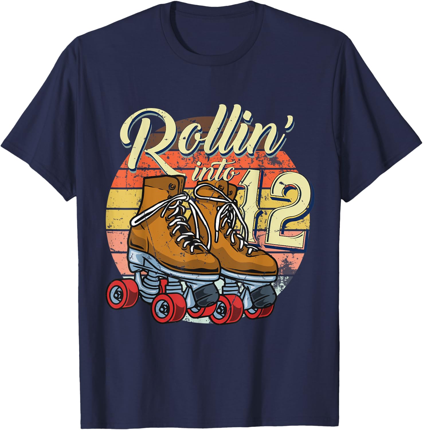 12th Bday Outfit 12 Year Old Girl Rolling Into 12 Birthday T-Shirt - T-Shirt | Navy