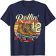 12th Bday Outfit 12 Year Old Girl Rolling Into 12 Birthday T-Shirt - T-Shirt | Navy