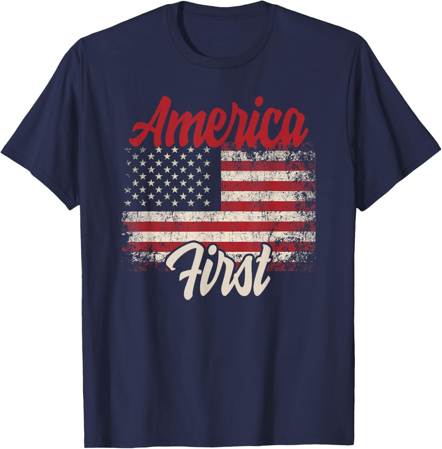 America First Veteran National Pride American Flag T-Shirt - T-Shirt | Navy