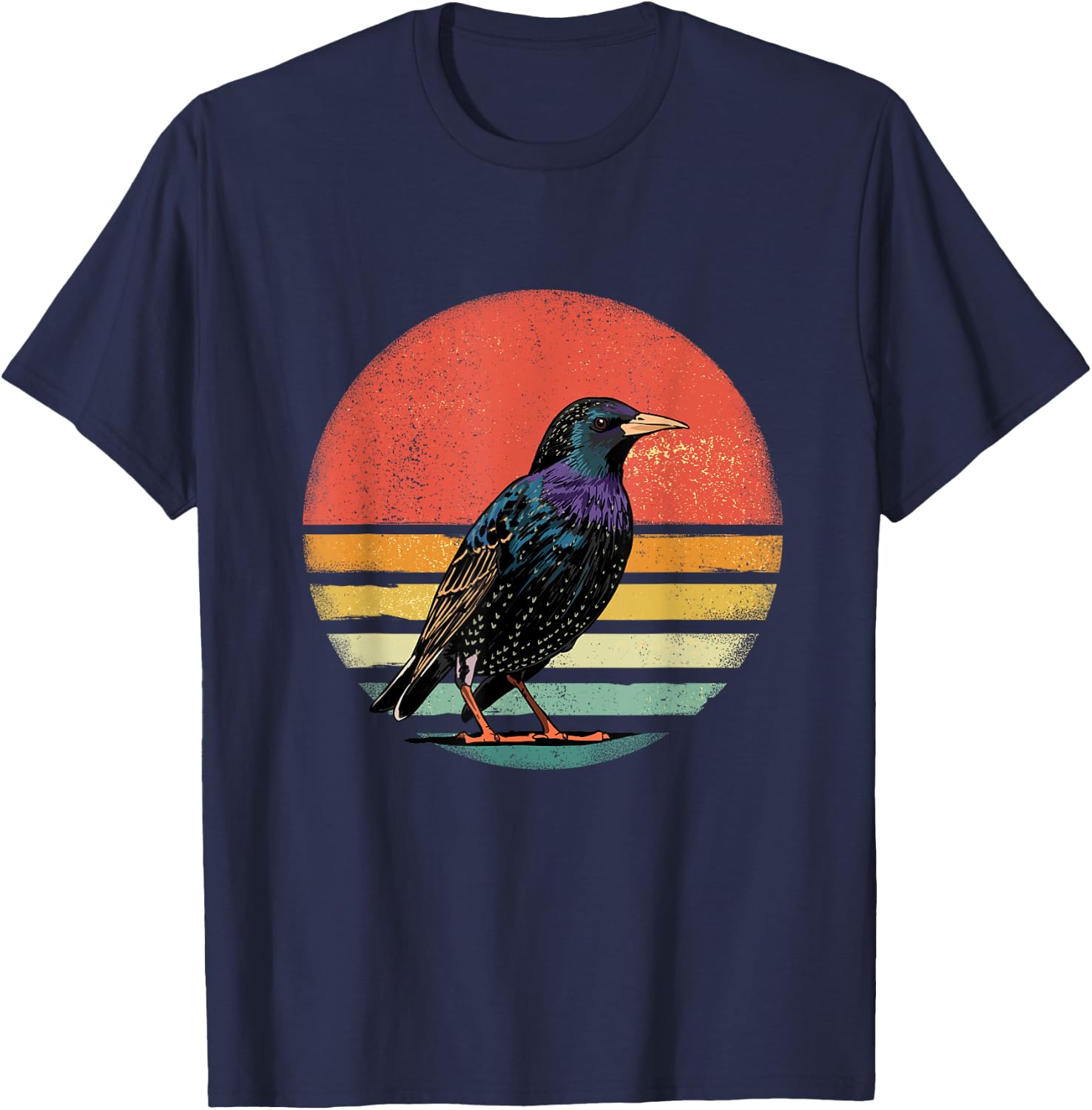 Retro Starling Bird Shirt Animal Birdwatcher Bird Lover T-Shirt - T-Shirt | Navy