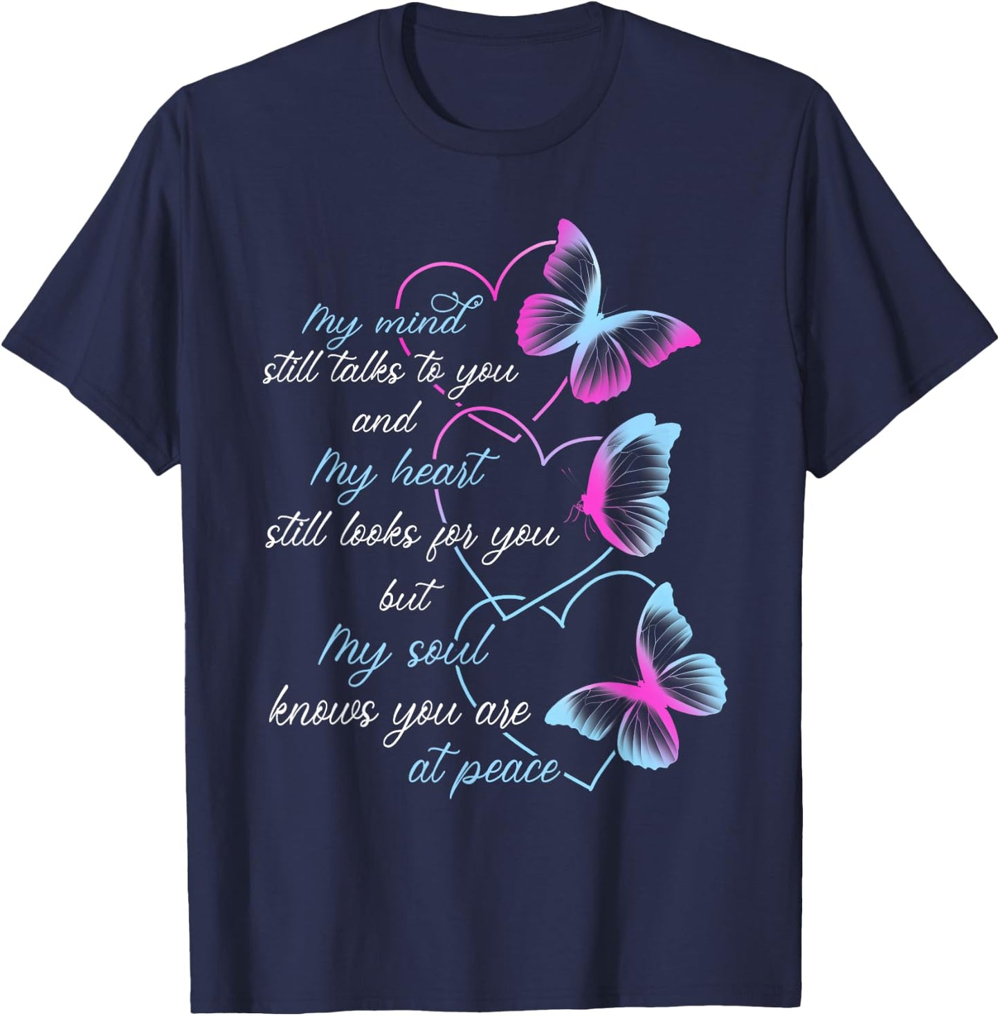 Memorial Men Butterflies Mom Dad Husband Wife T-Shirt - T-Shirt | Navy