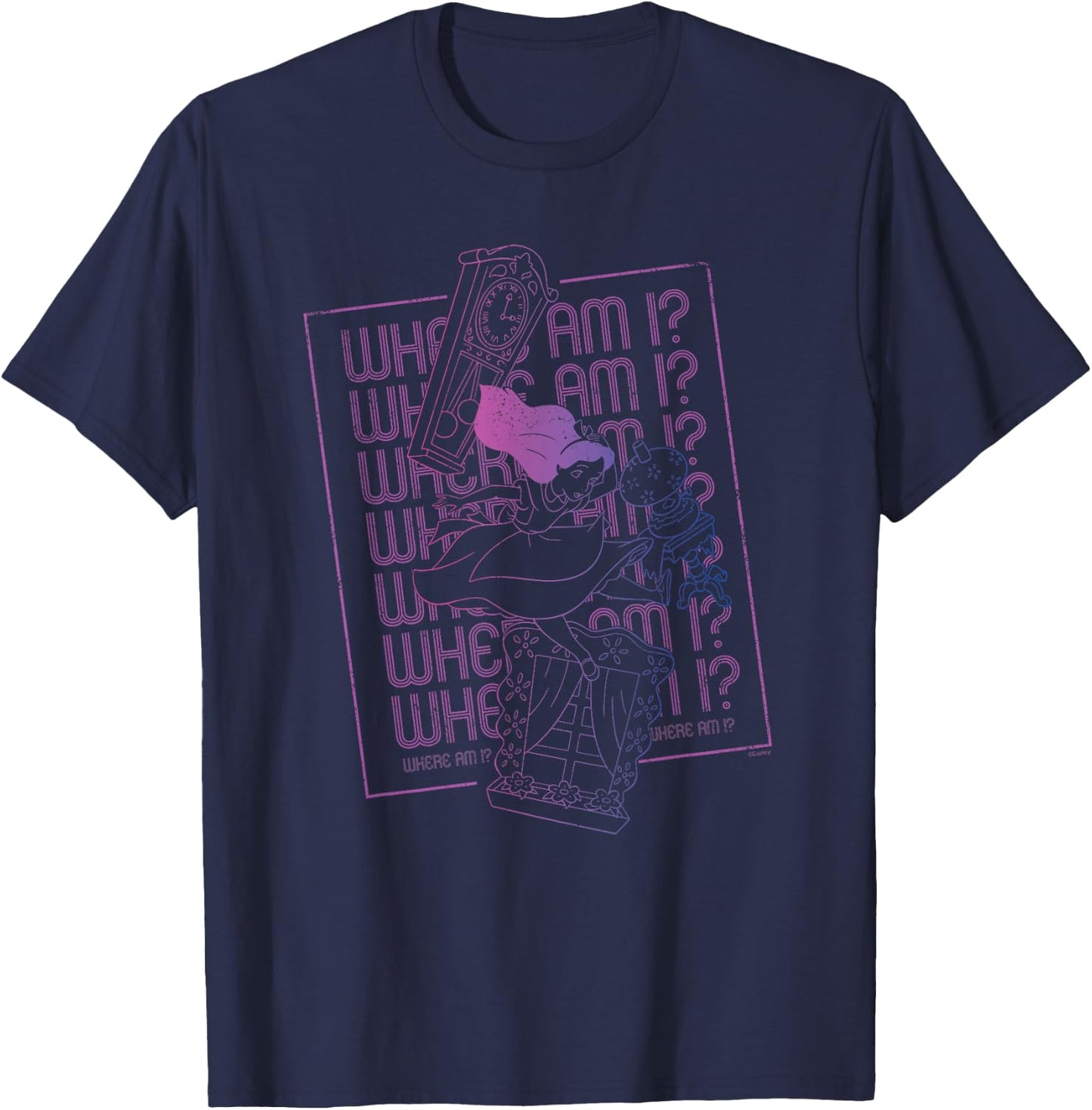 Disney Alice in Wonderland Rabbit Hole Falling Where Am I T-Shirt - T-Shirt | Navy