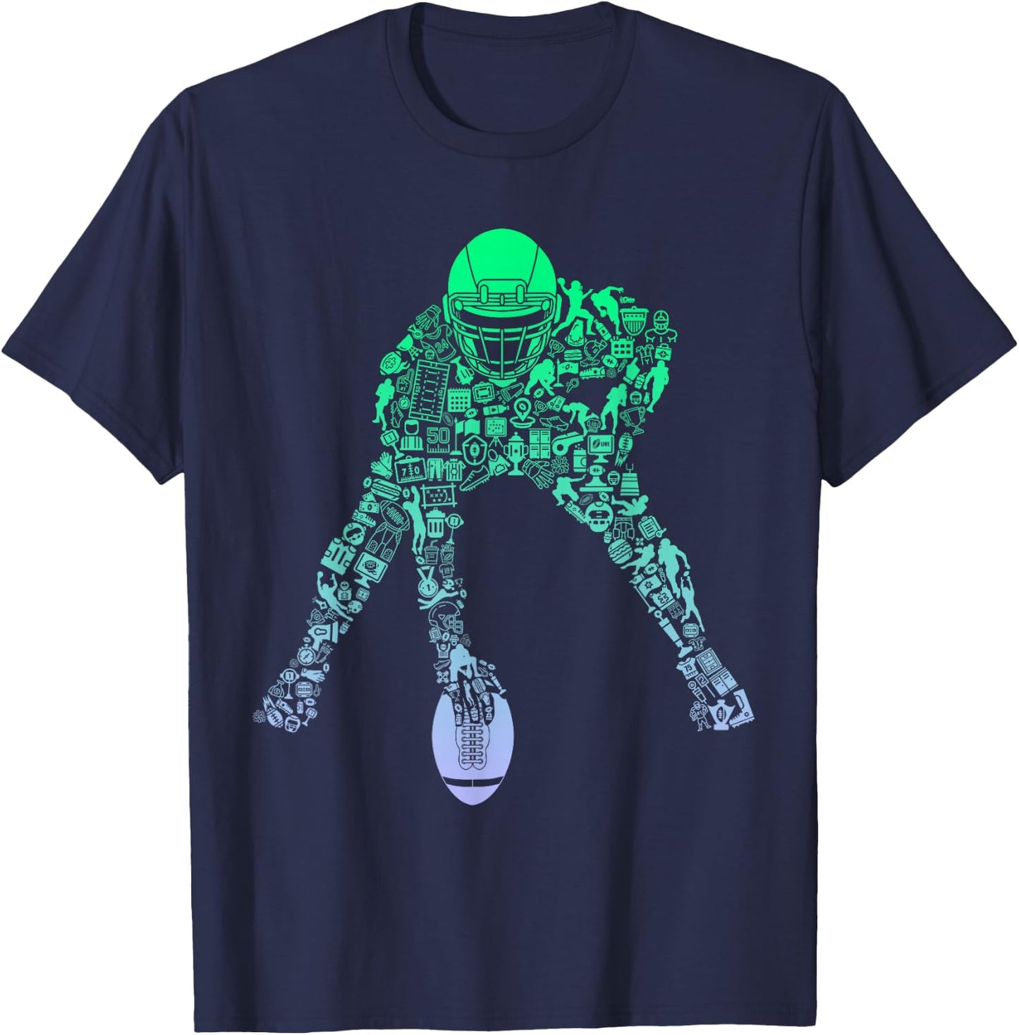 Youth Football Apparel Center Player Coach Boys Football T-Shirt - T-Shirt | Navy