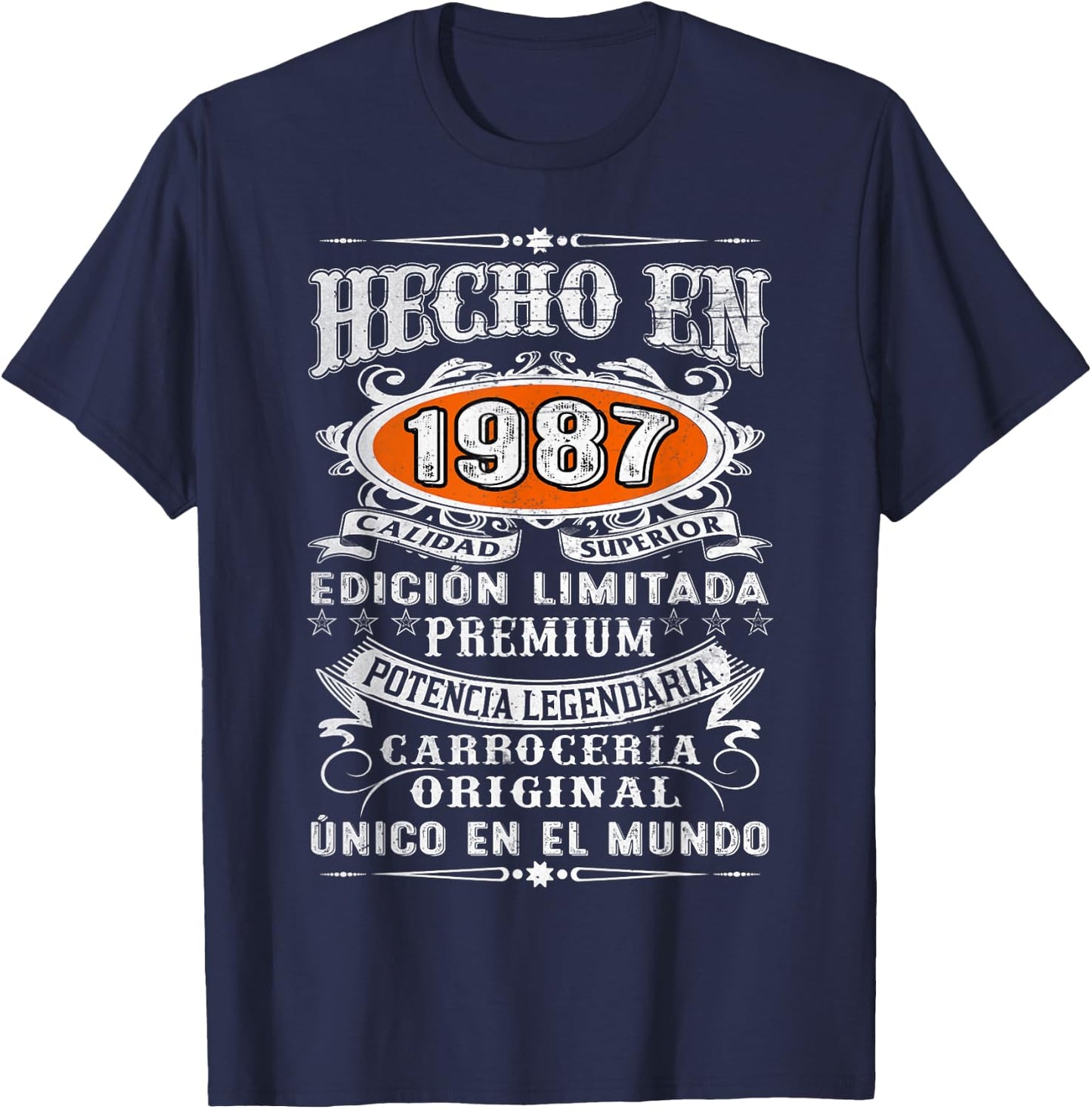37th Birthday Spanish Made In 1987 Cumpleaños Español T-Shirt - T-Shirt | Navy
