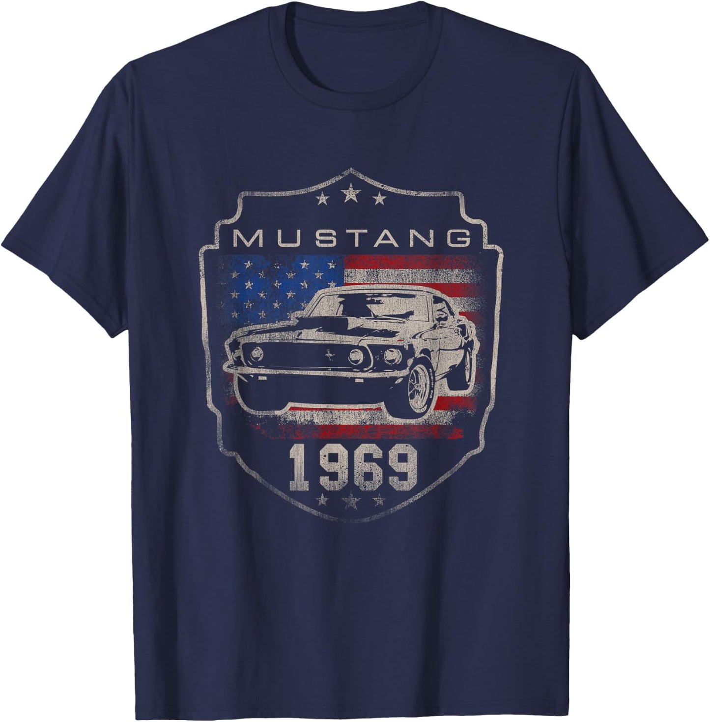 Ford Mustang 1969 Flag T-Shirt - T-Shirt | Navy