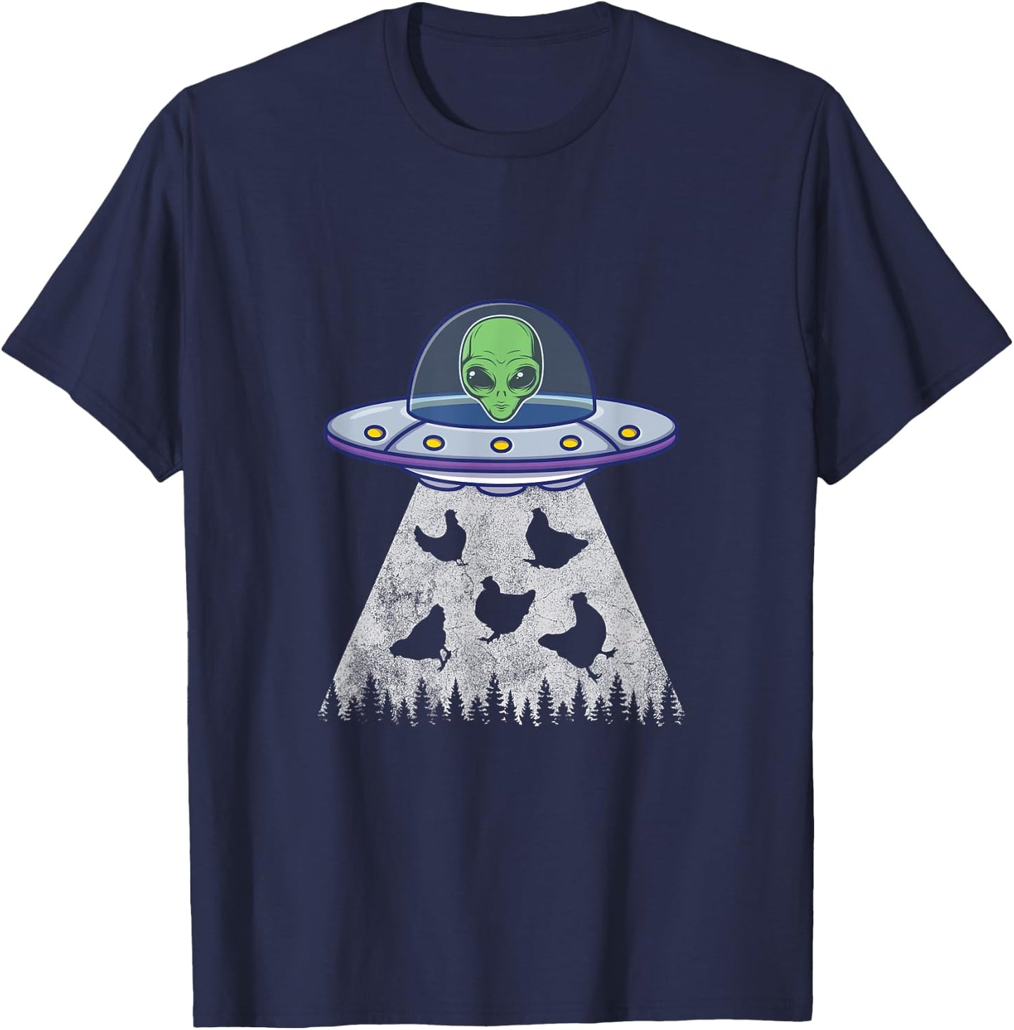 Chicken Abduction Funny UFO Alien Lover Vintage Distress T-Shirt - T-Shirt | Navy