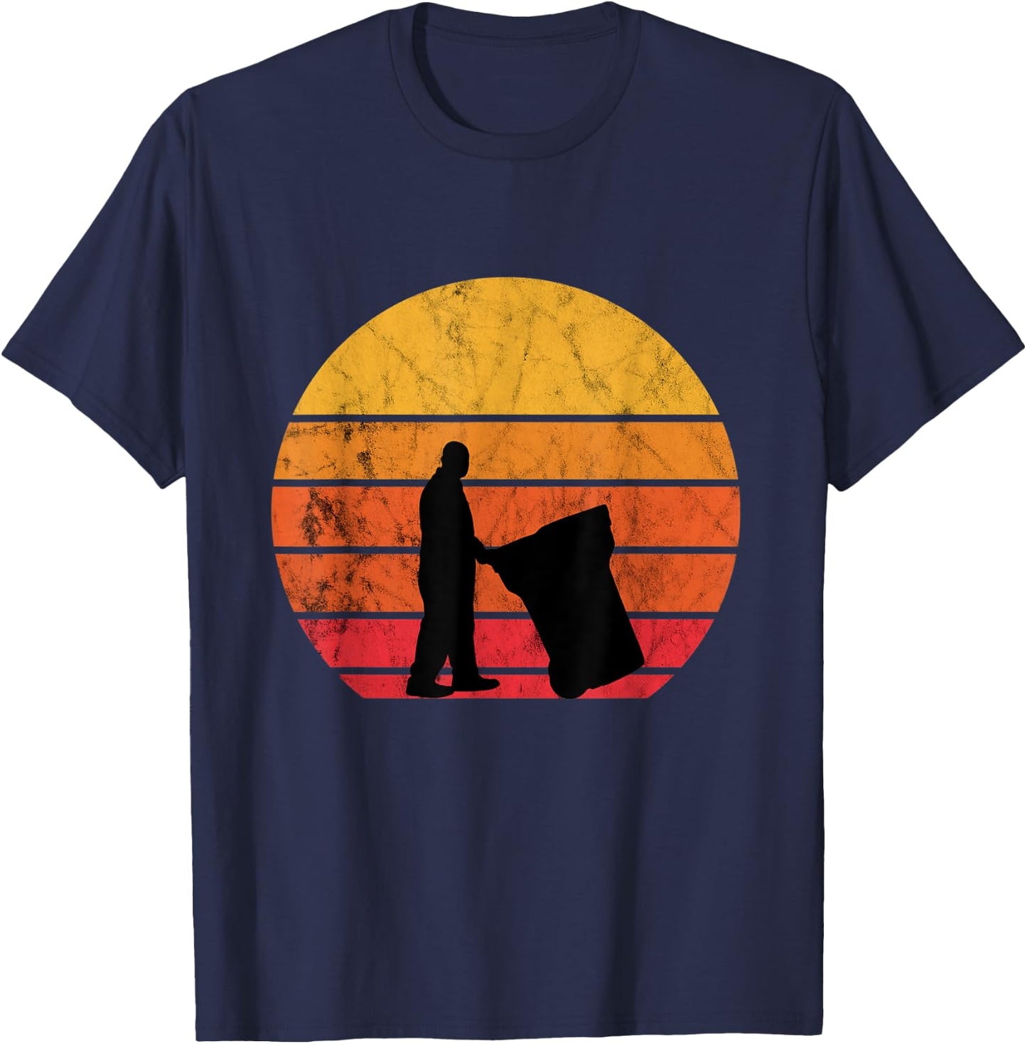 Garbage Man Trash Retro Vintage Sunset Garbage Truck T-Shirt - T-Shirt | Navy