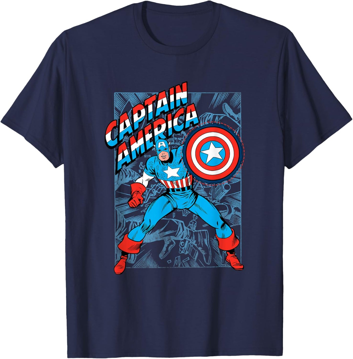 Marvel Comics Retro Classic Captain America Comic Book Cover T-Shirt - T-Shirt | Navy