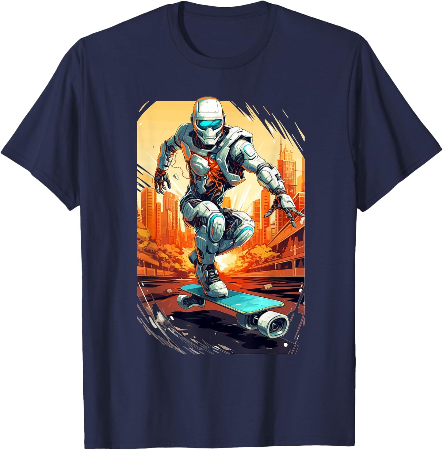 Robot Skater - Skateboard Skateboarder Skateboarding T-Shirt - T-Shirt | Navy