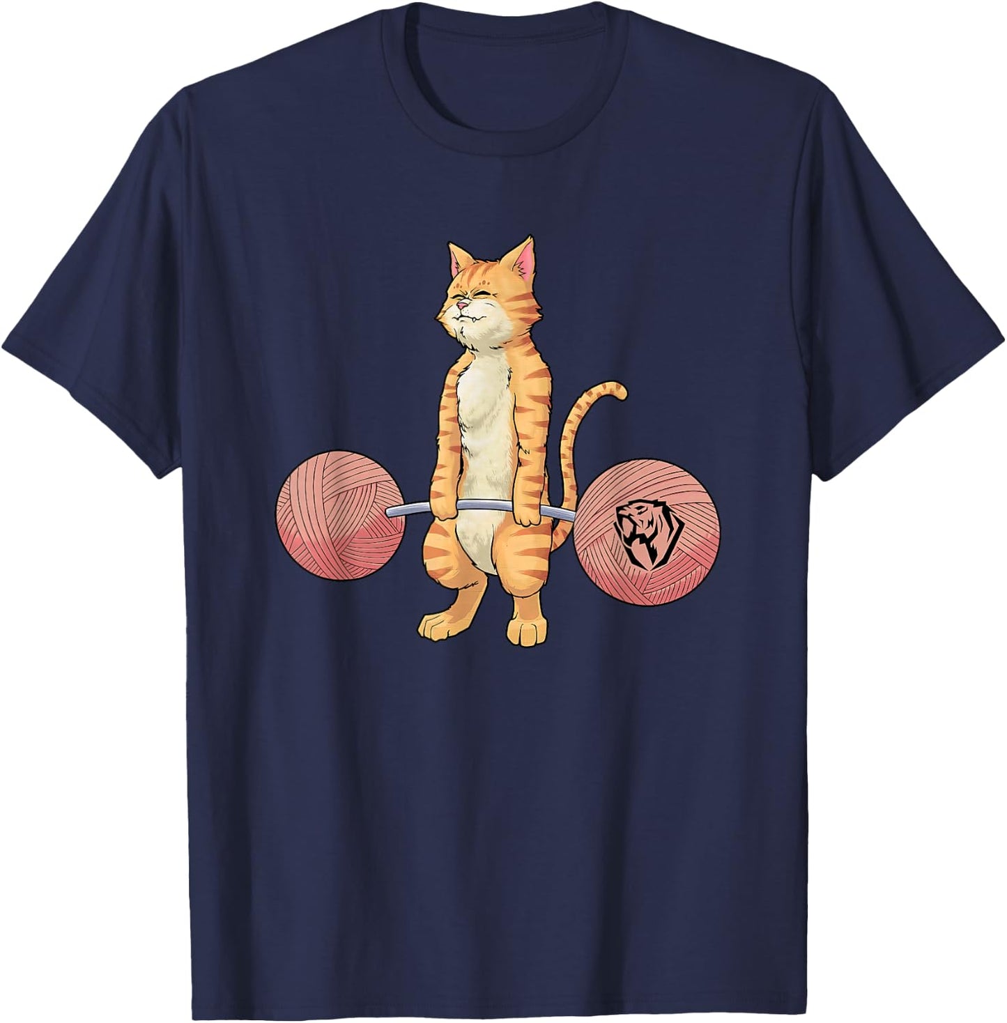 Deadlifting Tabby Cat Funny Women T-Shirt - T-Shirt | Navy