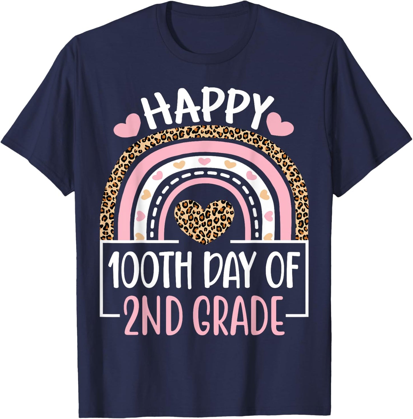 100th Day Of 2nd Grade Funny 100 Days Of School Teacher T-Shirt - T-Shirt | Navy