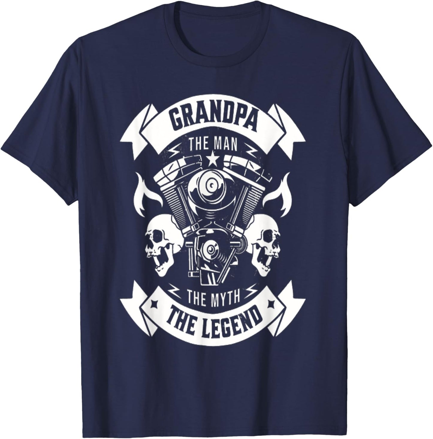 Biker Grandpa The Man The Myth The Legend Motorcycle T-Shirt - T-Shirt | Navy