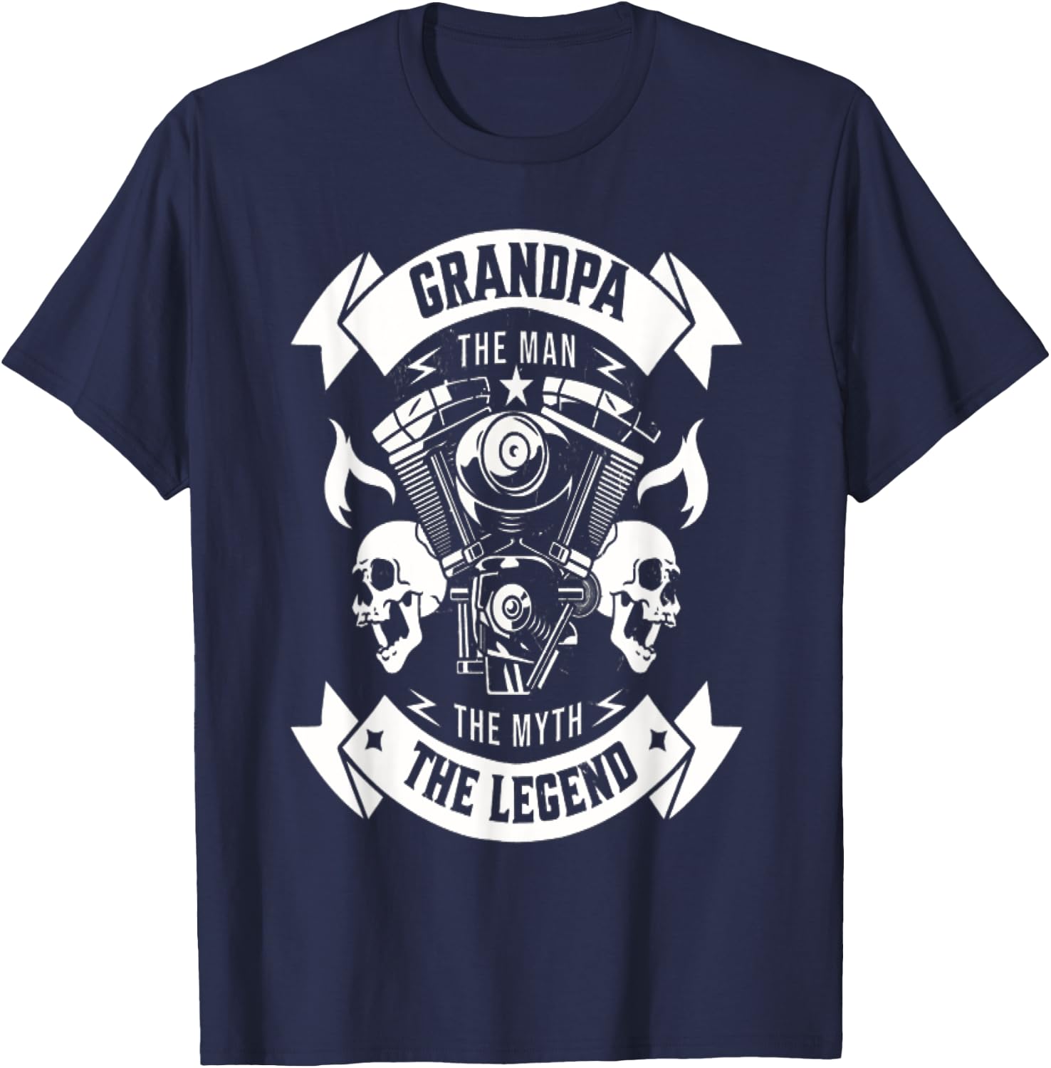 Biker Grandpa The Man The Myth The Legend Motorcycle T-Shirt - T-Shirt | Navy