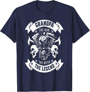 Biker Grandpa The Man The Myth The Legend Motorcycle T-Shirt - T-Shirt | Navy
