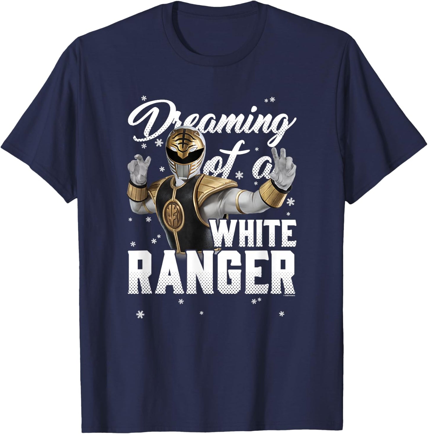 Power Rangers Christmas Dreaming of A White Ranger T-Shirt - T-Shirt | Navy