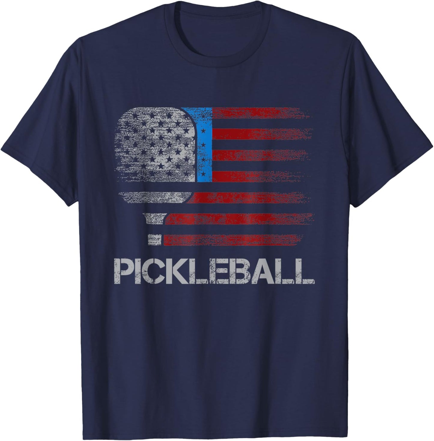 US Flag Pickleball Player Paddleball Lover T-Shirt - T-Shirt | Navy