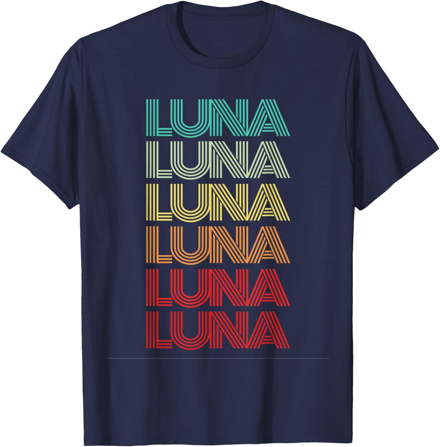 First Name LUNA Girl Retro Personalized Groovy 60s Birthday T-Shirt - T-Shirt | Navy