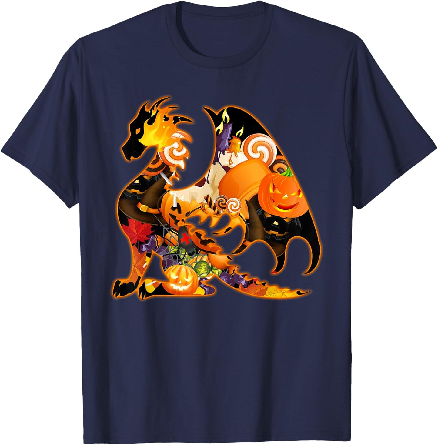 Dragon Halloween Costume Dragon Pumpkin Fall T-Shirt - T-Shirt | Navy