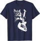 Rock Cat Playing Guitar - Funny Guitar Cat Small T-Shirt - T-Shirt | Navy