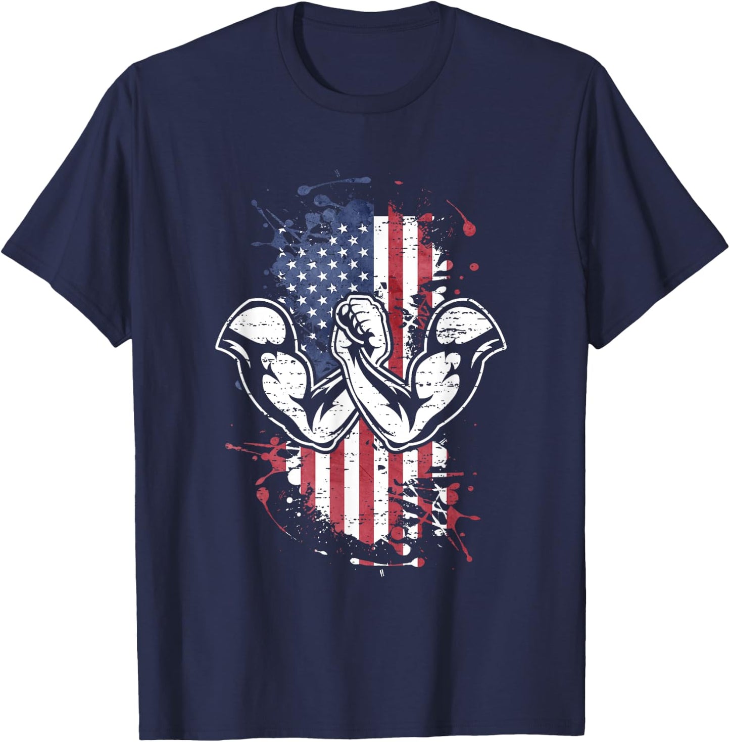 Arm Wrestling USA Flag Men T-Shirt - T-Shirt | Navy