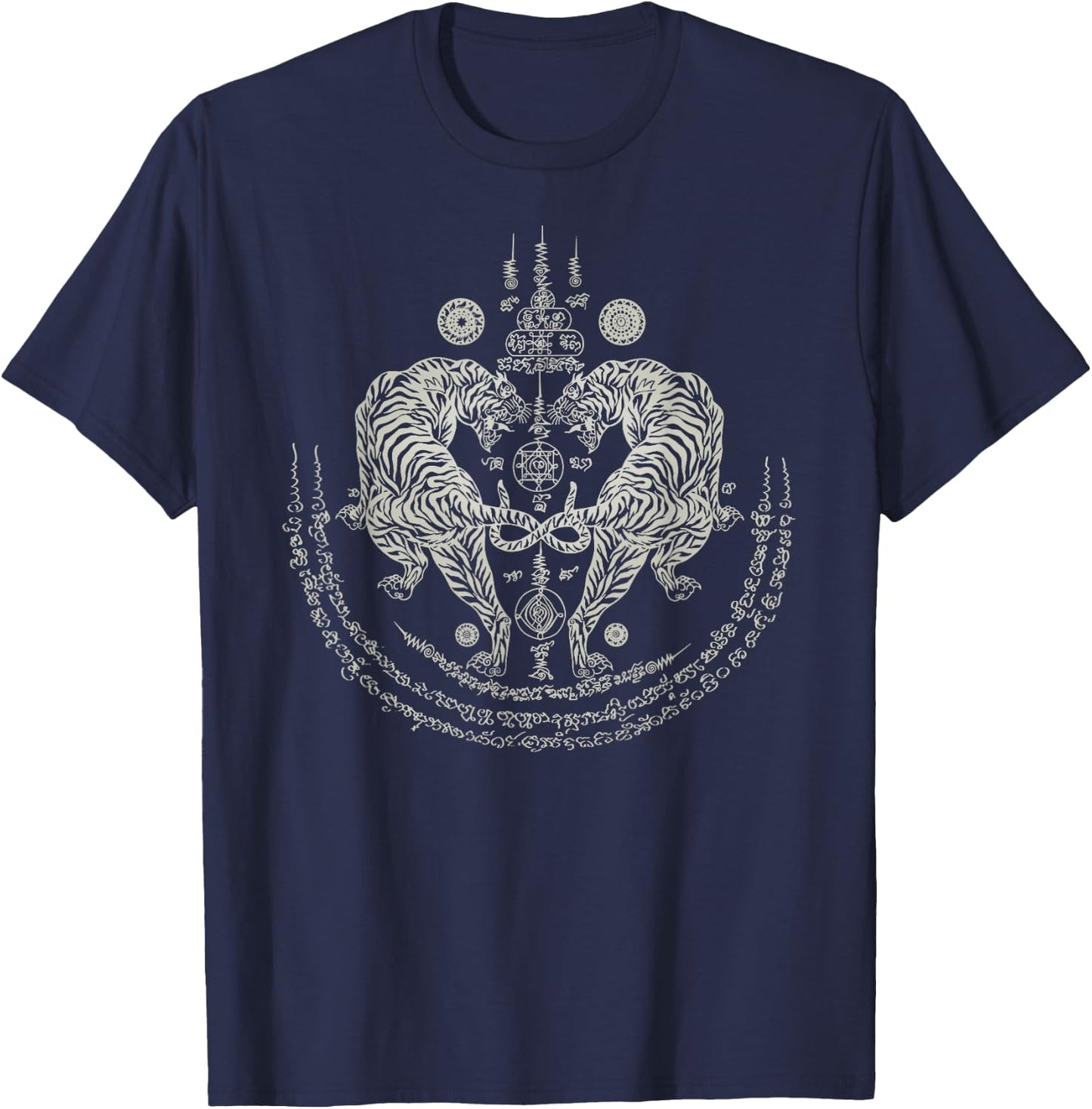 Thai Tattoo Twin Tiger Sak Yant Muay Thai Thailand Graphic T-Shirt - T-Shirt | Navy